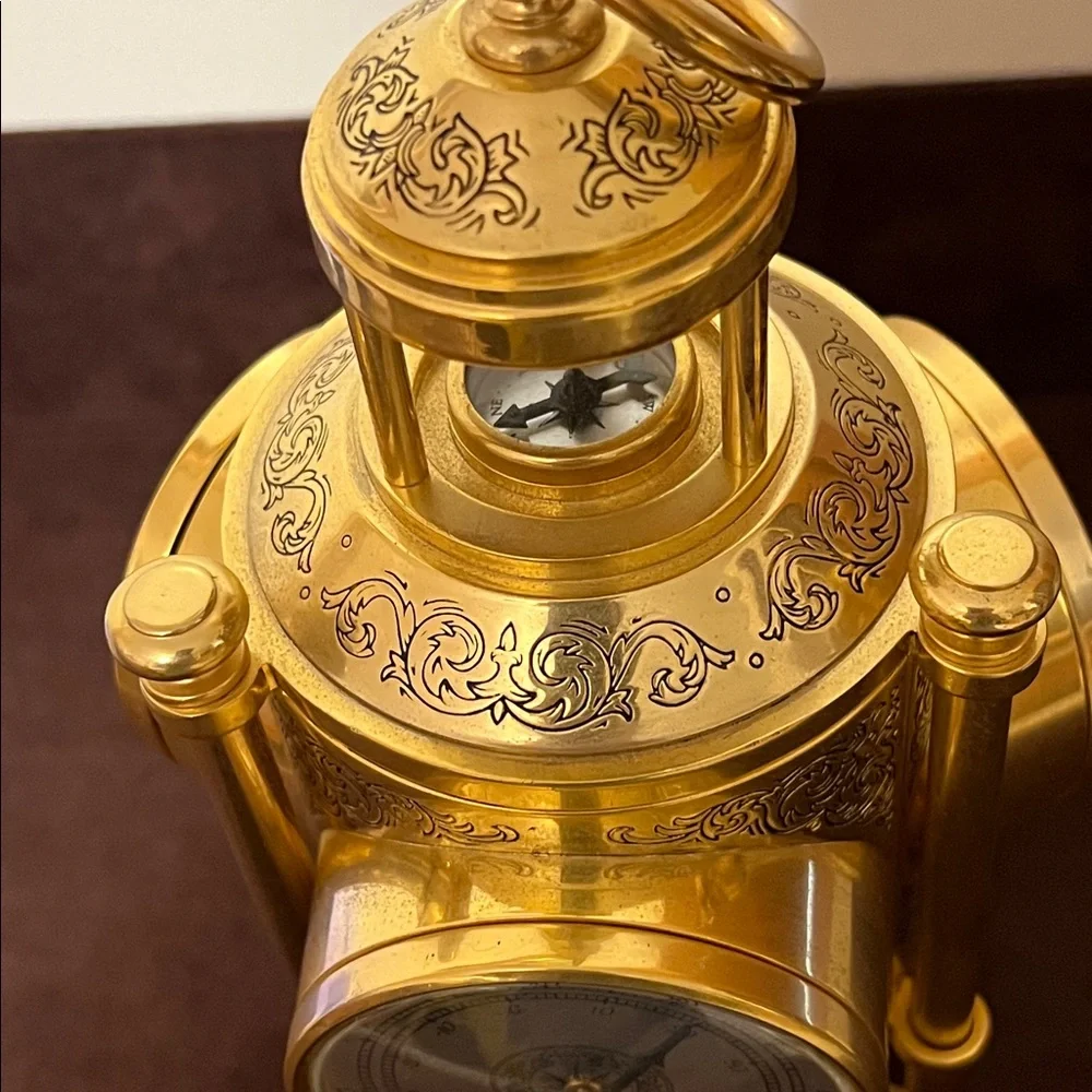 Franklin Mint International Meteorological Clock. Cast Metal 24K Gold Plated